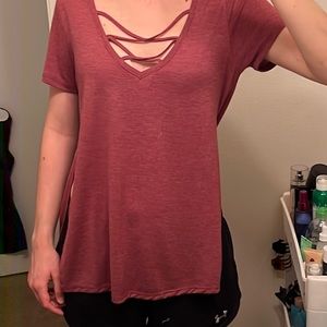 Flowy dark purple/pink top with slits